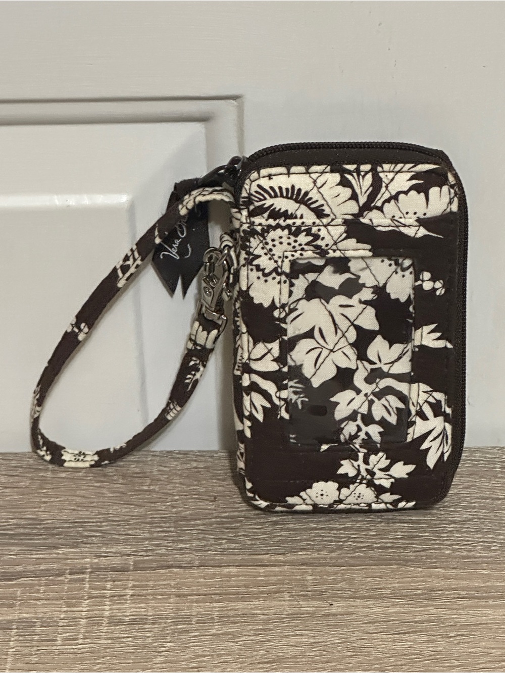 Vera Bradley All in One ID Wristlet in Imperial Toile 2009 Brown Cream Wallet